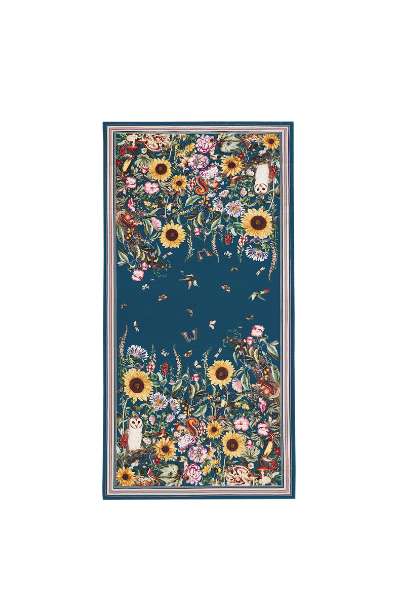 Fable England Botanical Long Scarf, Main, color, Medium Green