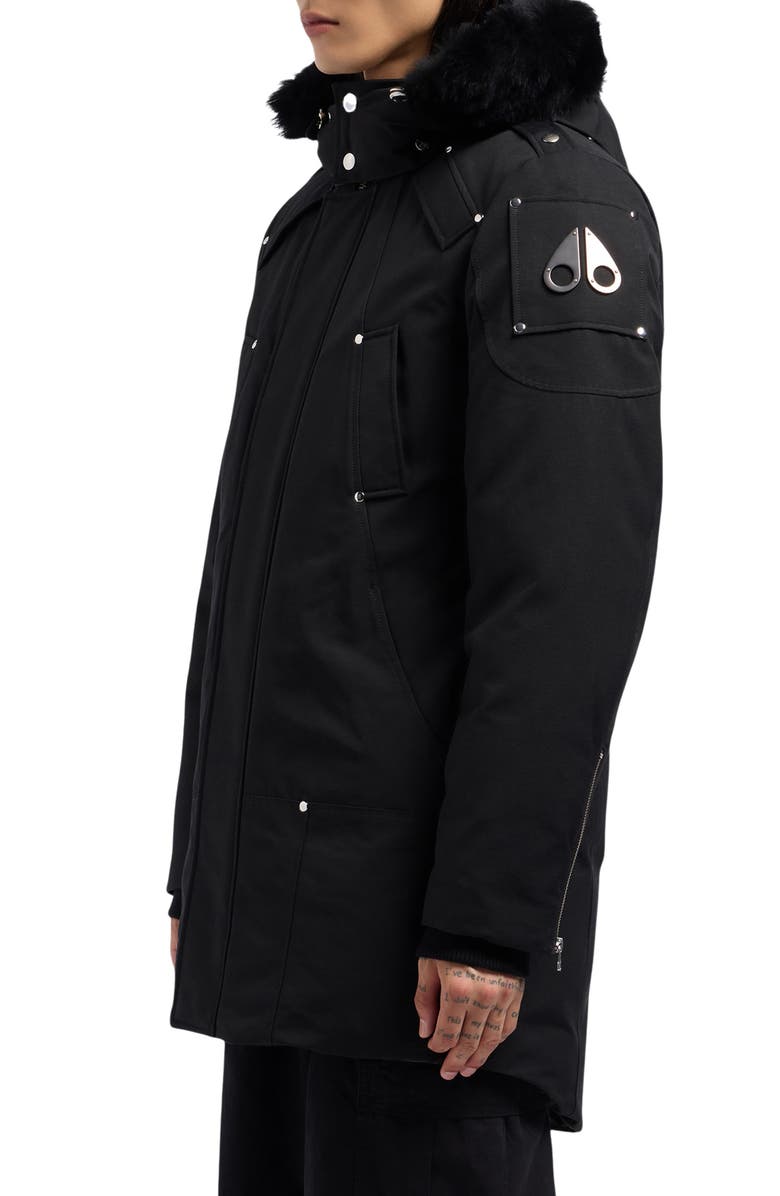 Moose Knuckles Original Stirling Down Parka with Removable Genuine Shearling Hood, Alternate, color, Black W/ Black Sh