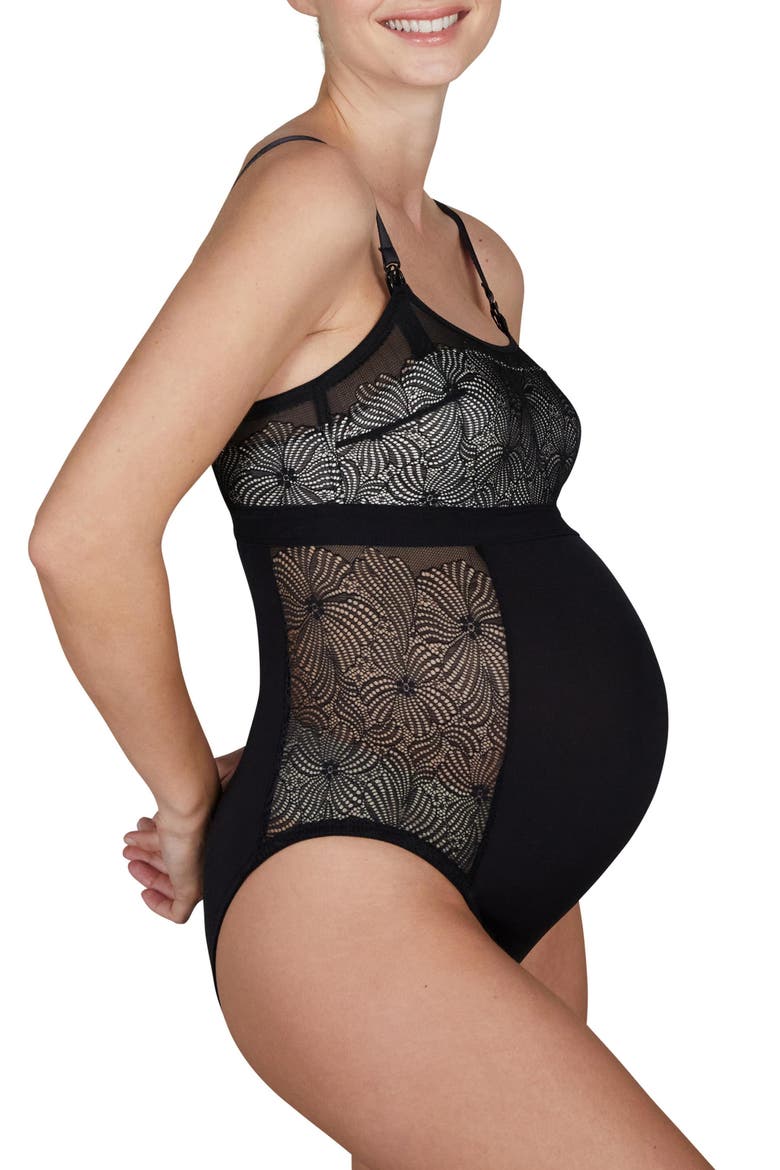 Dahlia Maternity/Nursing Bodysuit, Alternate, color, BLACK