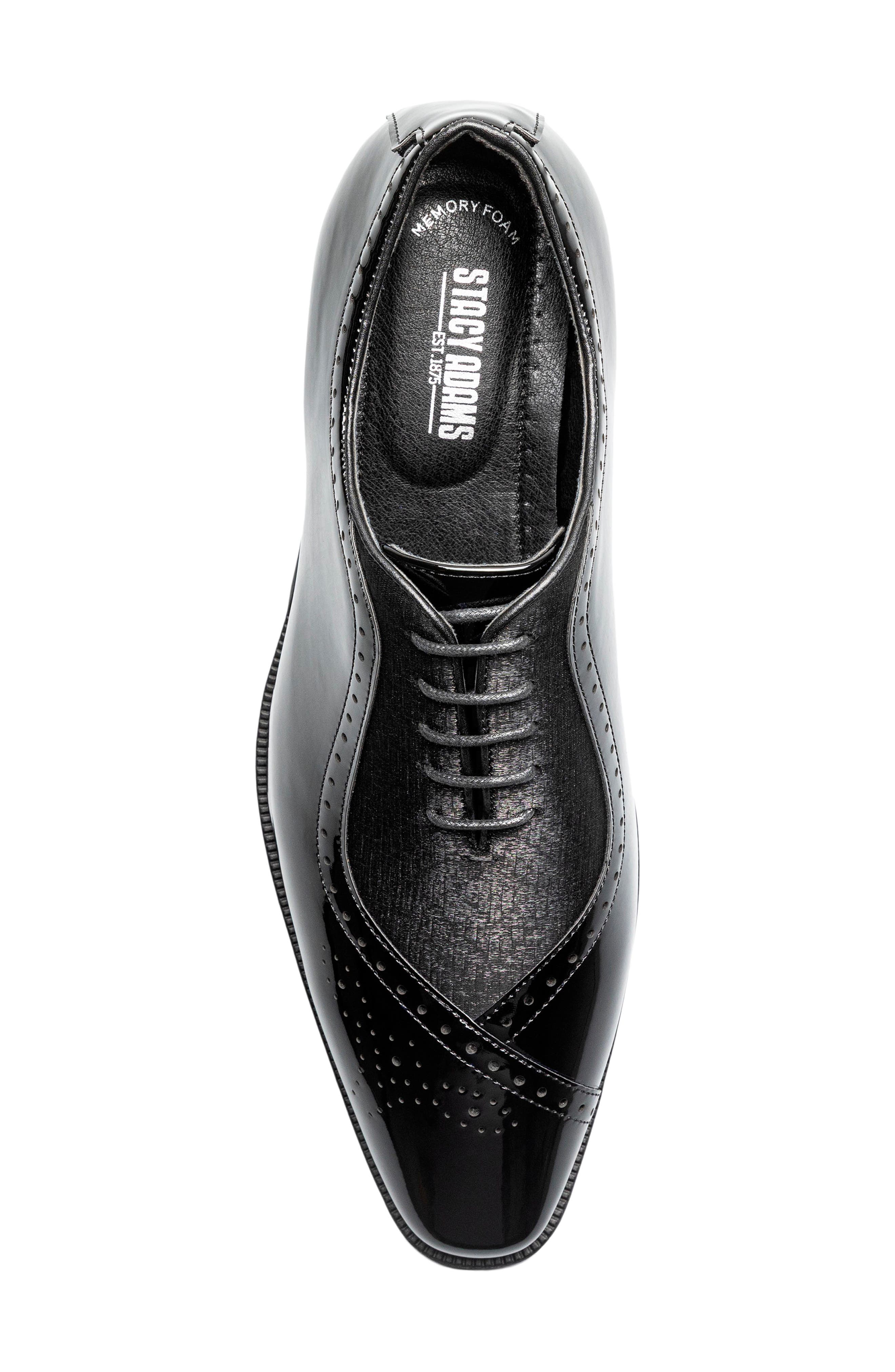 Stuart Faux Leather Wingtip Oxford, Alternate, color, BLACK