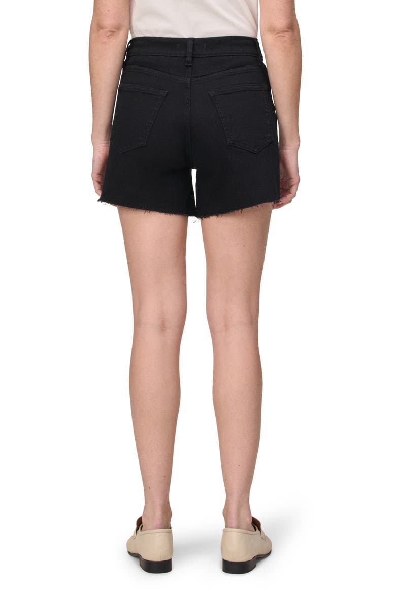 VVI Raw Hem High Waist Relaxed Fit Denim Shorts, Alternate, color, JET BLACK