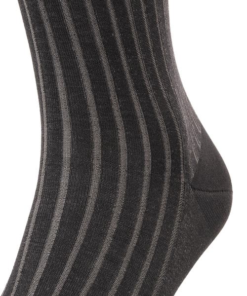 Falke Shadow Striped Cotton Knee High Socks In Black