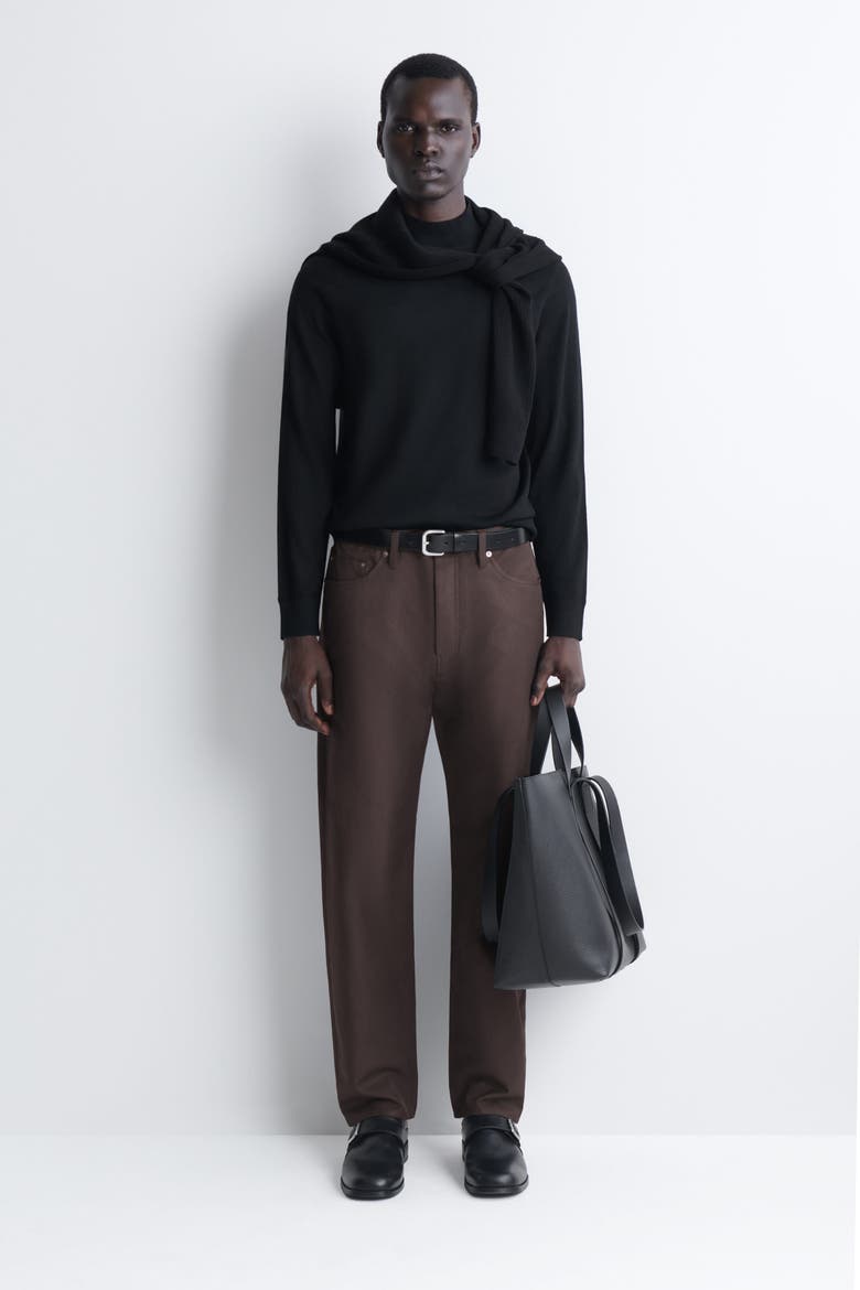 Slim Merino Wool Mock-Neck Sweater, Alternate, color, BLACK