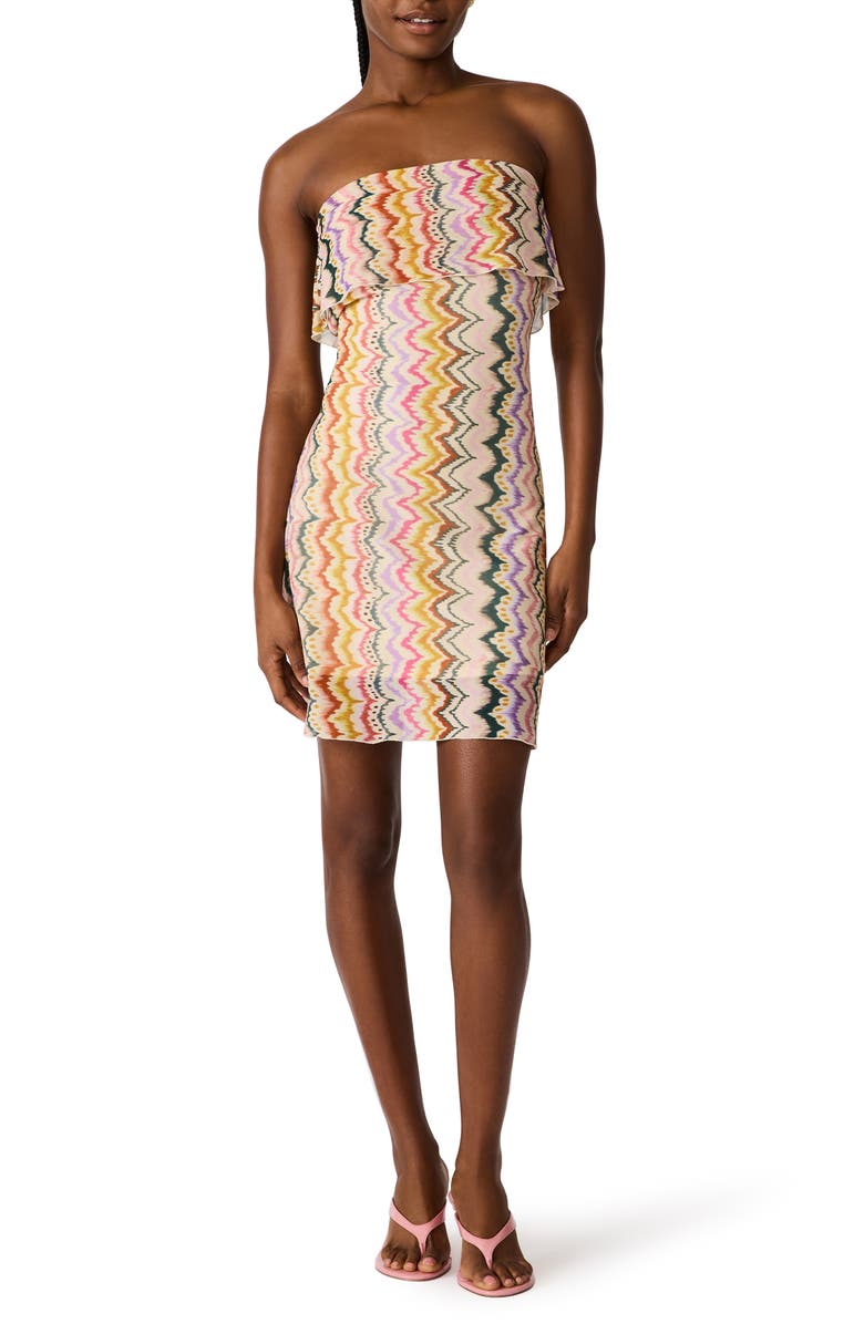 Steve Madden Bryar Print Strapless Dress, Main, color, Rainbow Vision