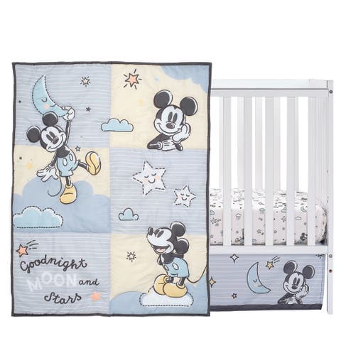 Disney Baby Moonlight Mickey Mouse 3-Piece Nursery Crib Bedding Set