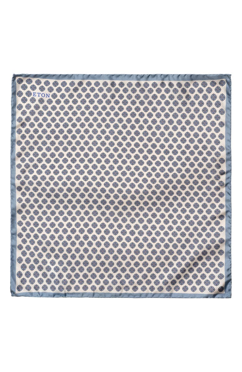 Eton Medallion Print Silk Pocket Square, Alternate, color, 