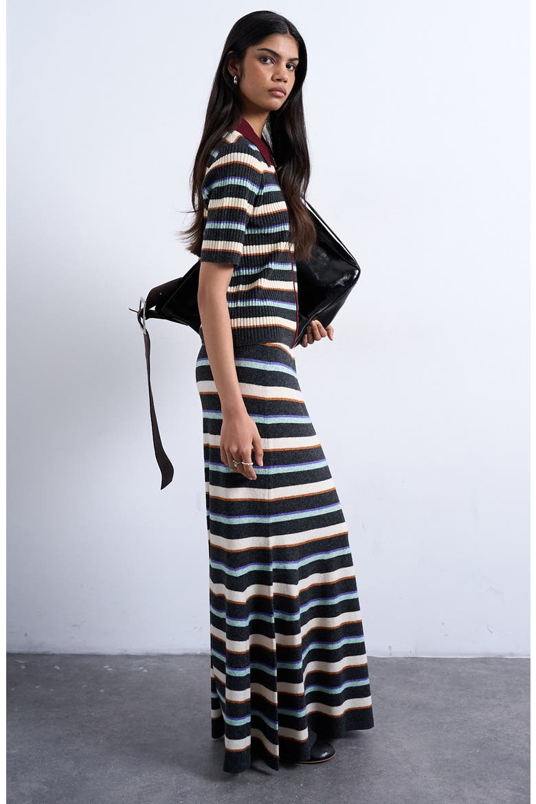 Stripe Knit Maxi Skirt, Alternate, color, BURGUNDY
