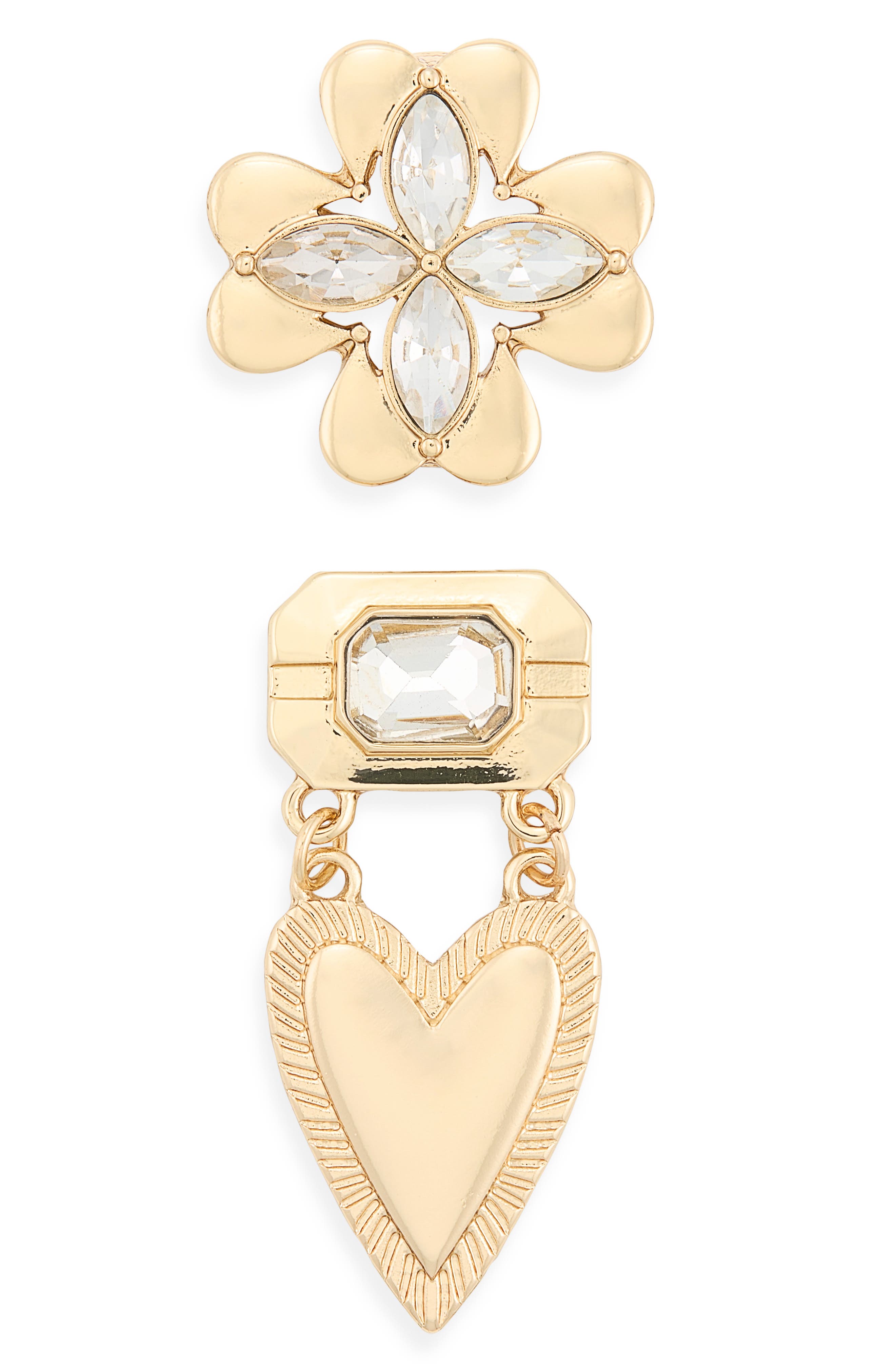 Flower & Heart Brooch Set