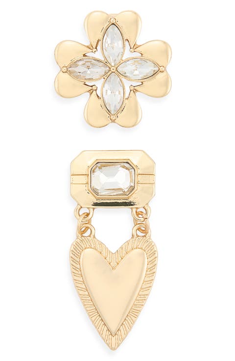 Flower & Heart Brooch Set