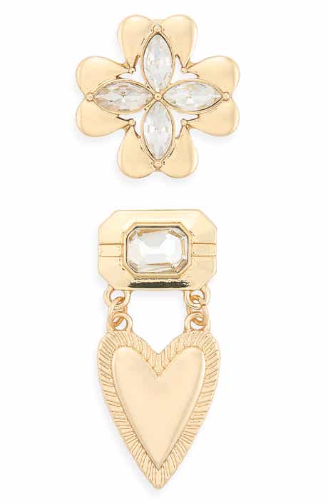 Flower & Heart Brooch Set