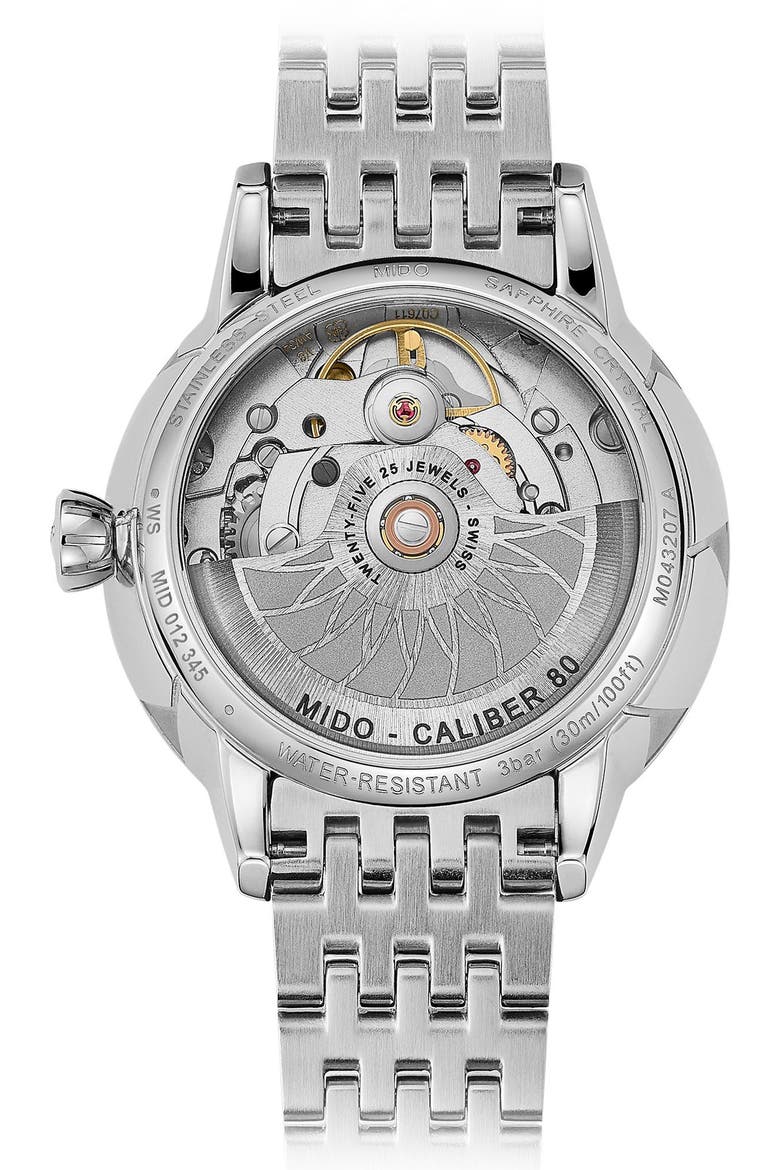Rainflower Diamond Automatic Bracelet Watch, 34mm, Alternate, color, WHITE MOTHER OF PEARL