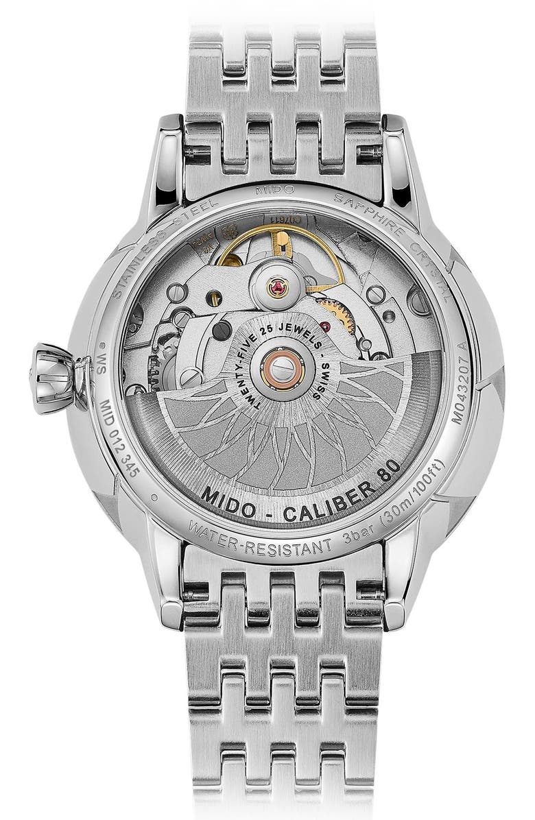 MIDO Rainflower Diamond Automatic Bracelet Watch, 34mm, Alternate, color, White Mother Of Pearl