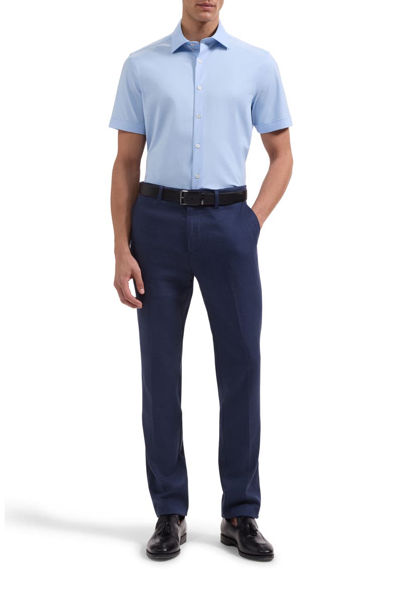 Miles OoohCotton® Solid Short Sleeve Button-Up Shirt, Alternate, color, SKY