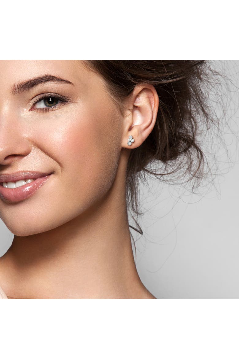 1 CTW Lab-Grown Diamond Cluster Stud Earrings, Alternate, color, Sterling Silver