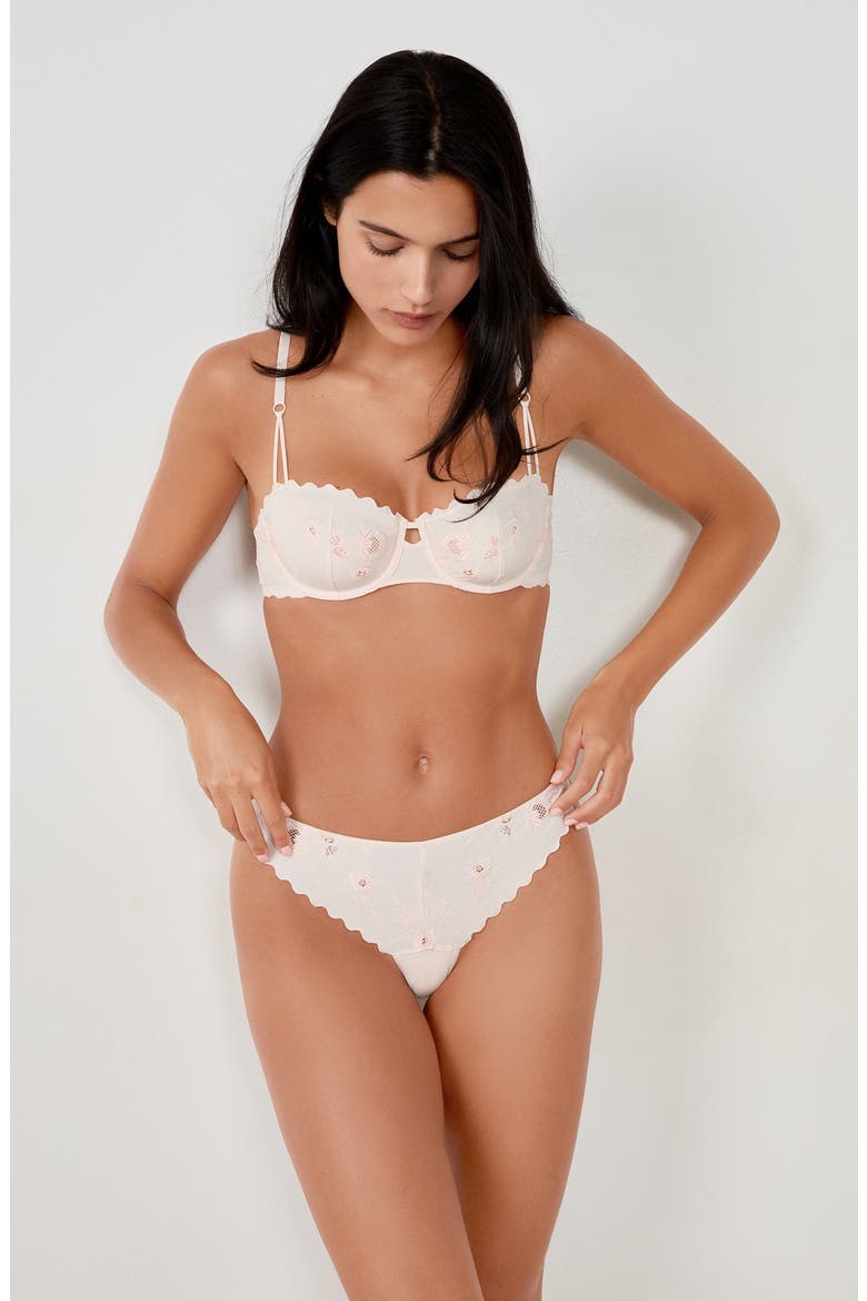 Ravissante Bresilien Ravis Embroidered Thong, Alternate, color, PINK