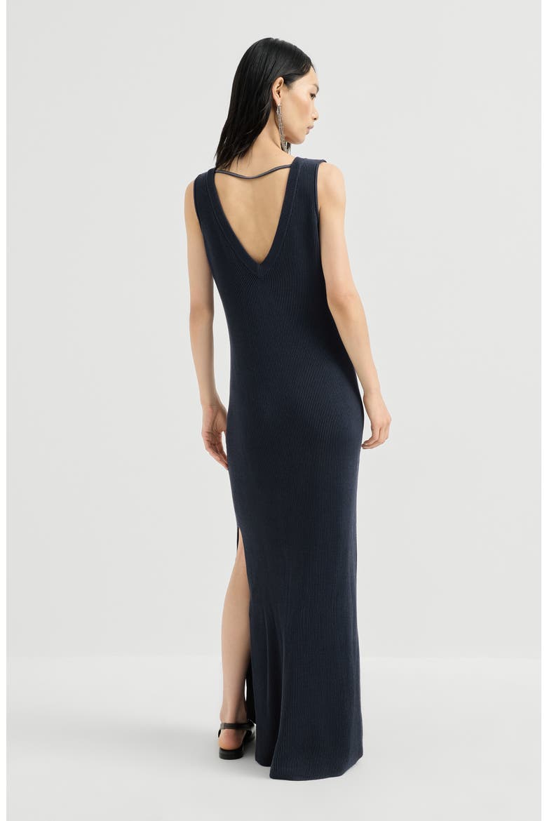 Cotton rib knit dress with precious strap, Alternate, color, Blue