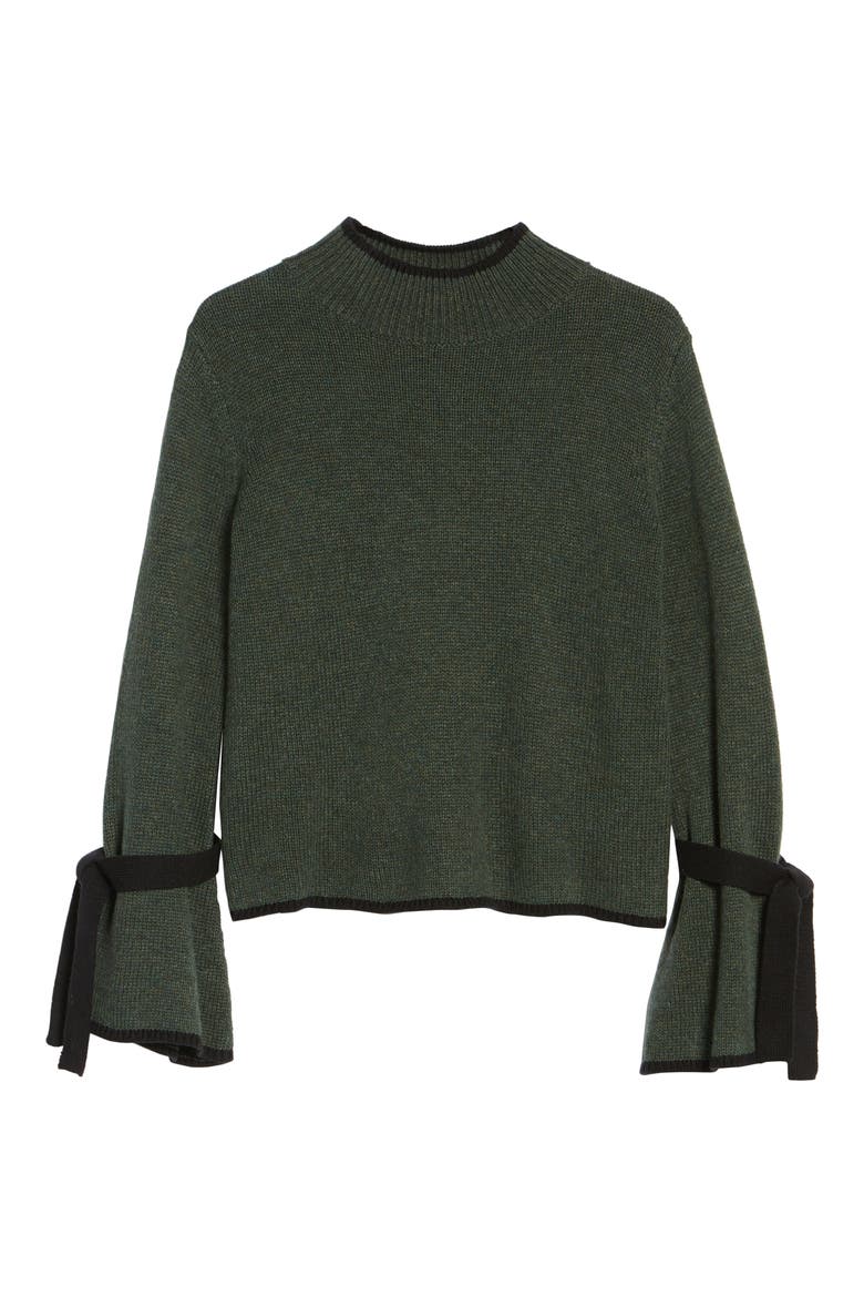 Tie Sleeve Sweater, Alternate, color, GREEN WOOD