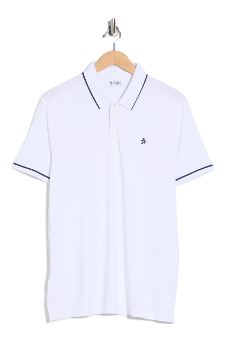 Tipped Knit Polo, Alternate, color, BRIGHT WHITE