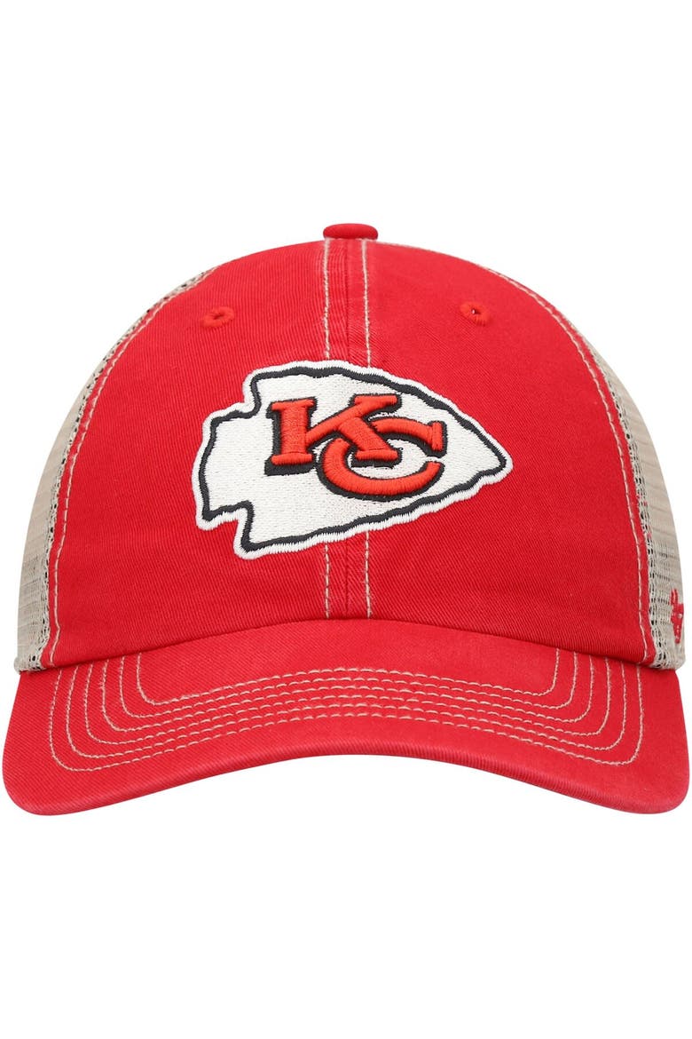 Men's '47 Red/Natural Kansas City Chiefs Trawler Trucker Clean Up Snapback Hat, Alternate, color, Red