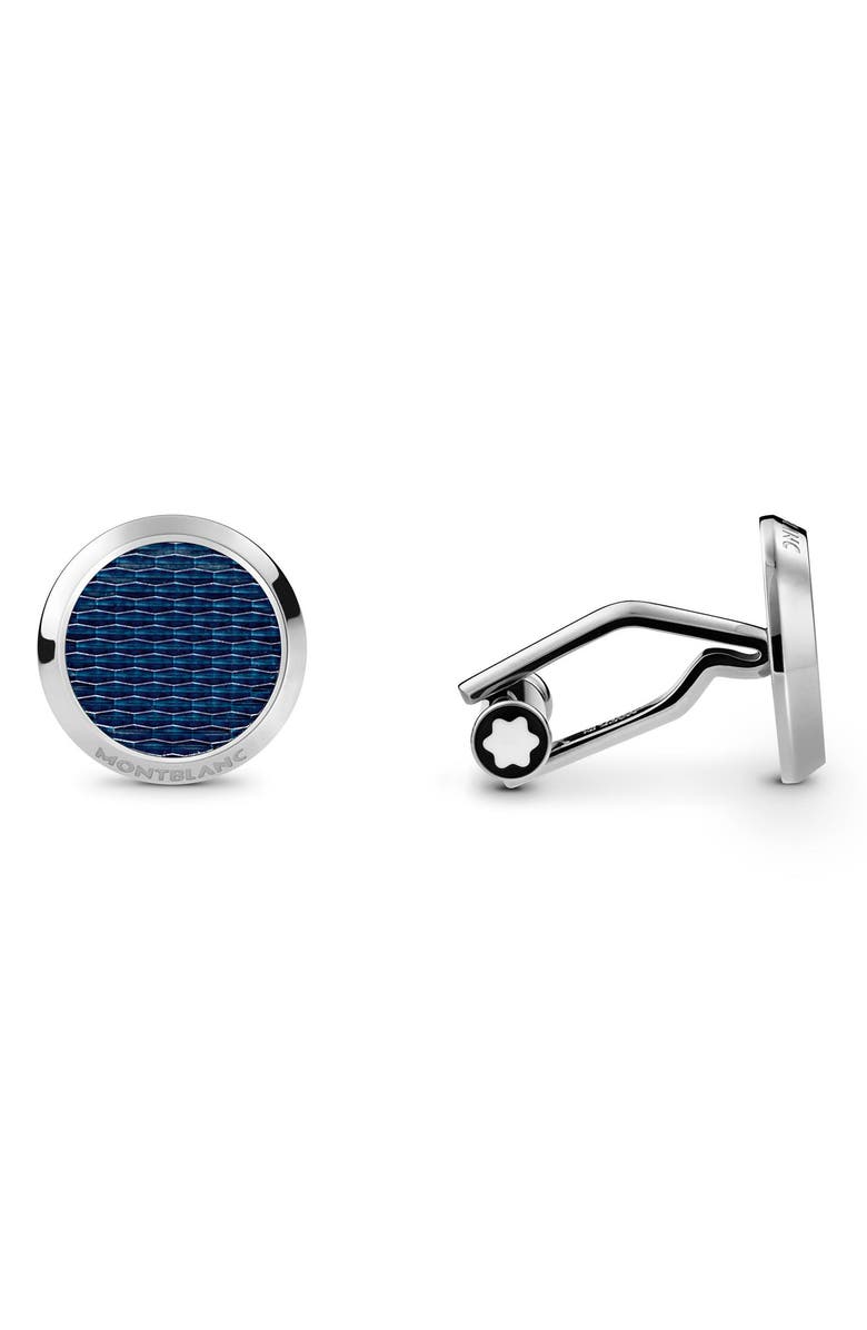 Montblanc Meisterstück Round Cuff Links, Main, color, Blue