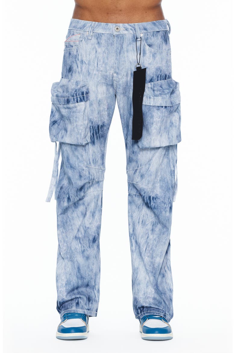 Grunge Baggy Fit Cargo Jeans, Main, color, CLOUD
