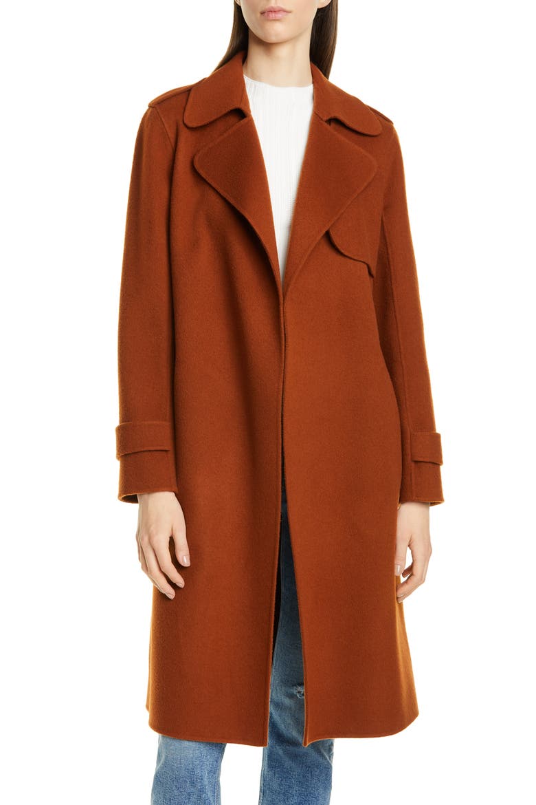 Oaklane Wool & Cashmere Wrap Coat, Main, color, COGNAC