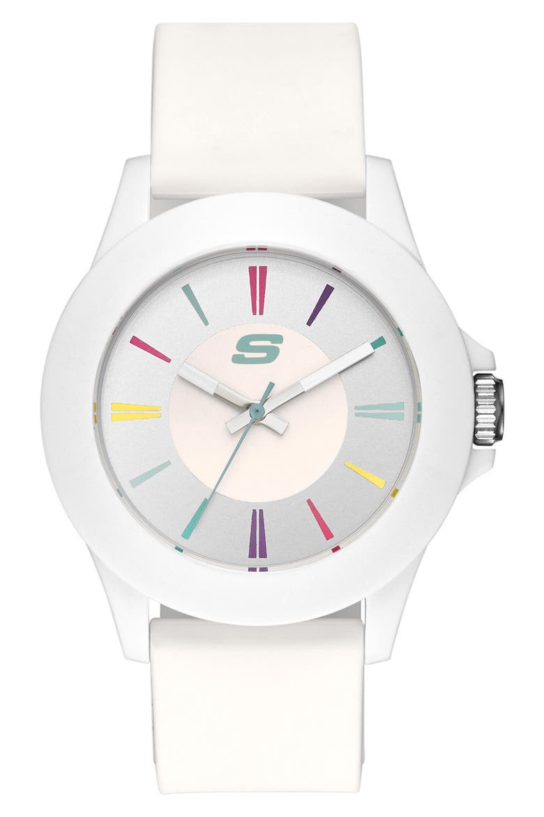 Rosencrans Silicone Strap Watch, 40mm, Main, color, WHITE