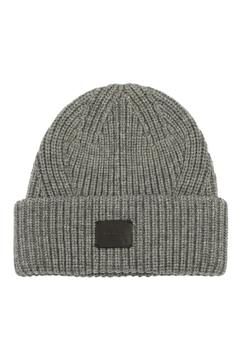 Travelling Rib Knit Wool Blend Beanie, Main, color, GREY MARL