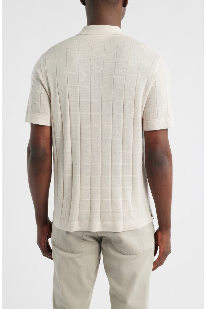 Textured Merino Wool & Silk Short Sleeve Button-Up Sweater, Alternate, color, BEIGE PUMICE
