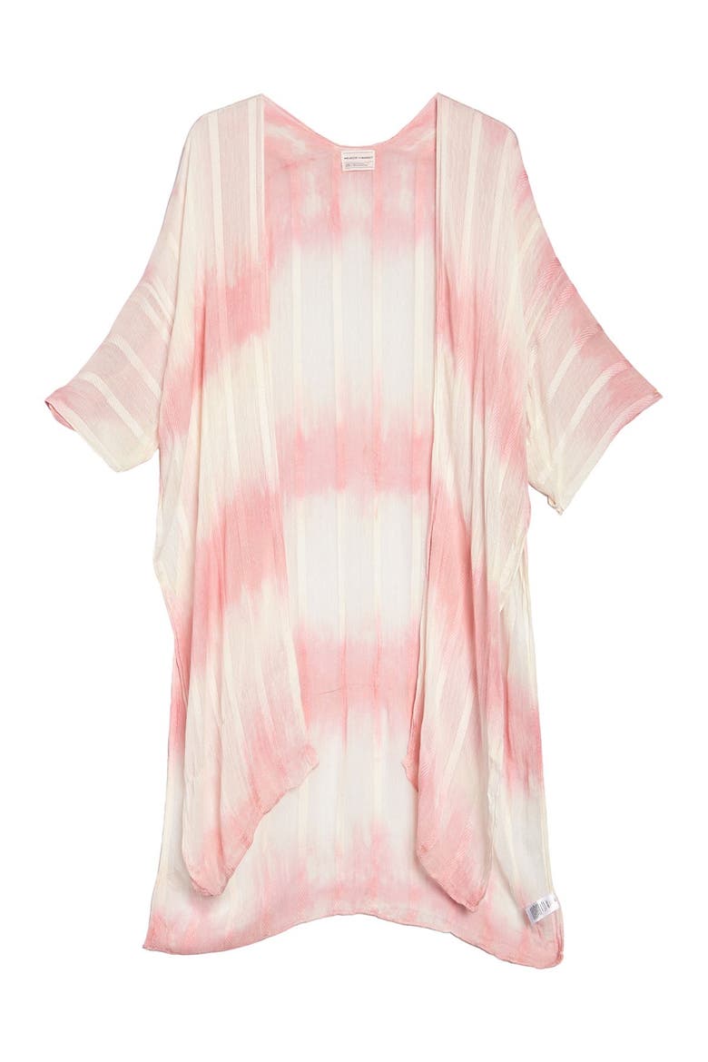 Tie Dye 3/4 Sleeve Ruana Duster, Alternate, color, PINK COMBO