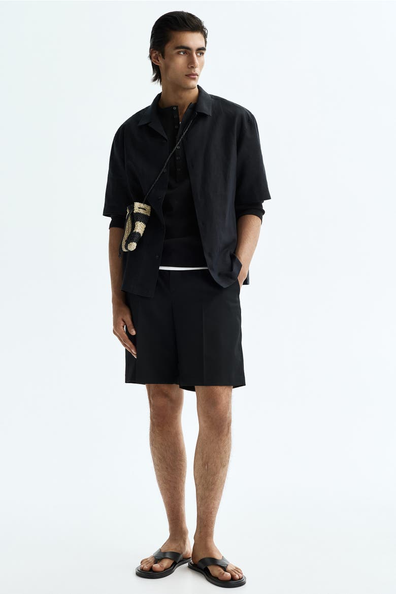 Loose Fit Bermuda Shorts, Main, color, Black