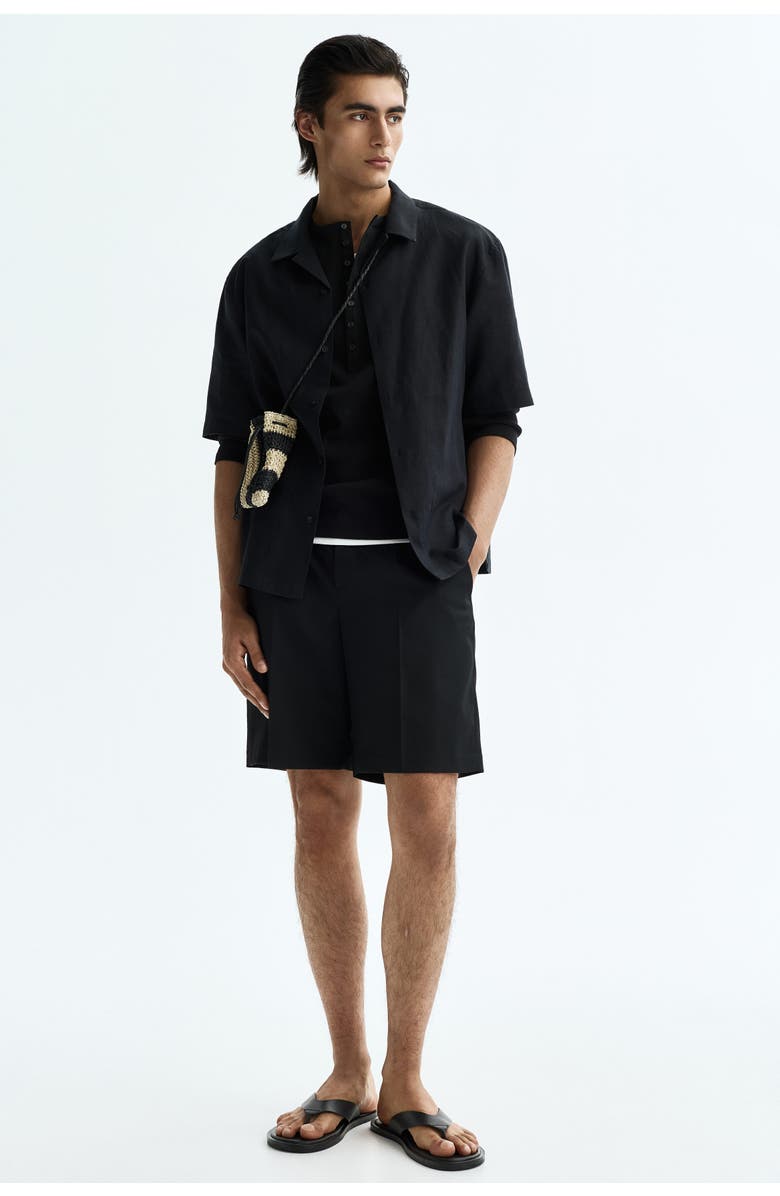 H&M Loose Fit Bermuda Shorts, Alternate, color, Black