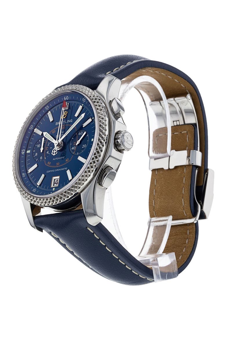 Breitling Preowned Bentley Mark VI Leather Strap Chronograph Watch, 42mm, Alternate, color, BLUE