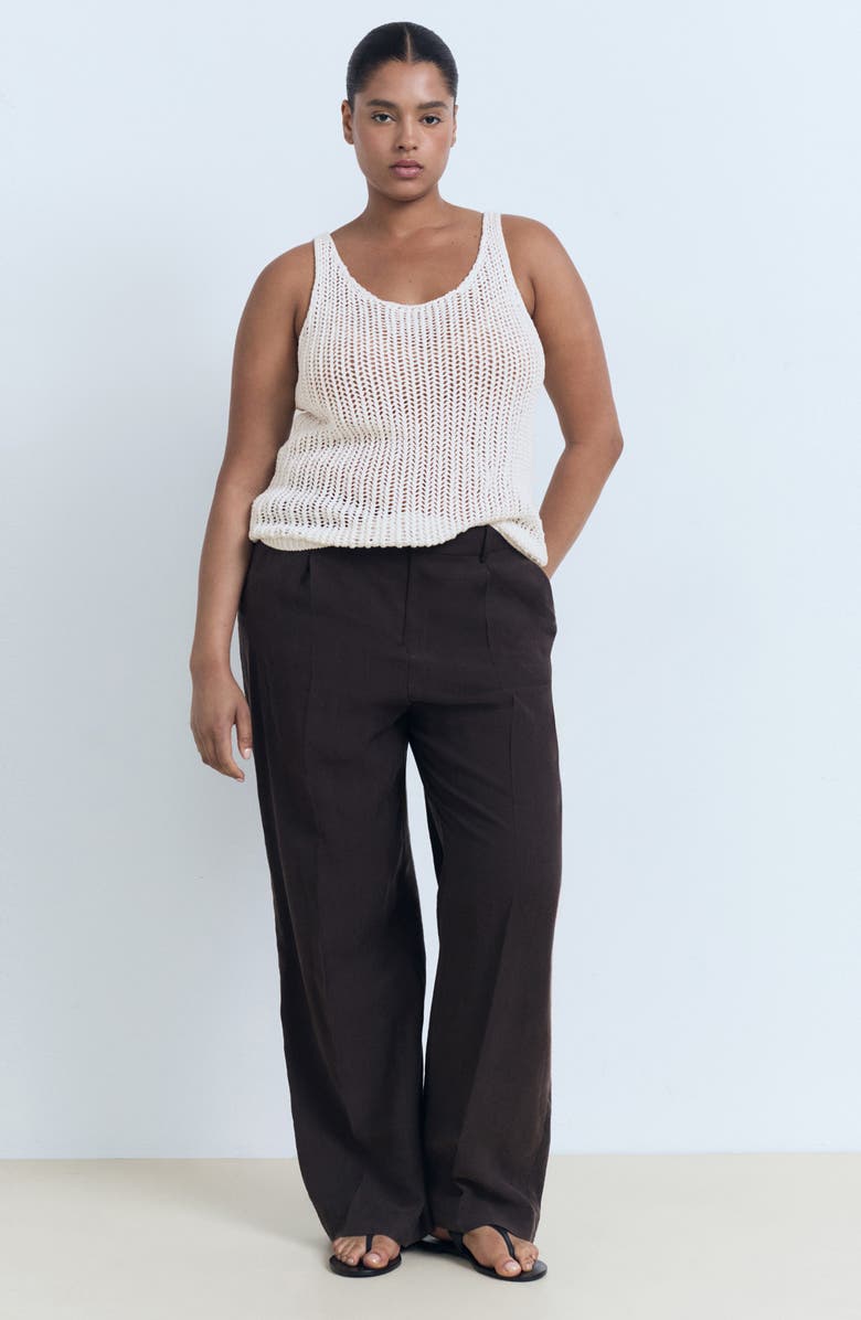 MANGO Semisheer Crochet Tank Top, Alternate, color, Off White