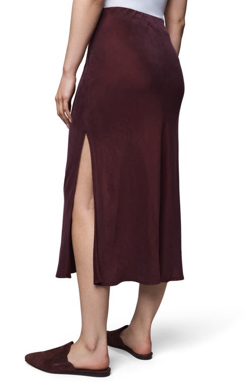 Splendid Serena Side Slit Satin Midi Skirt In Brown