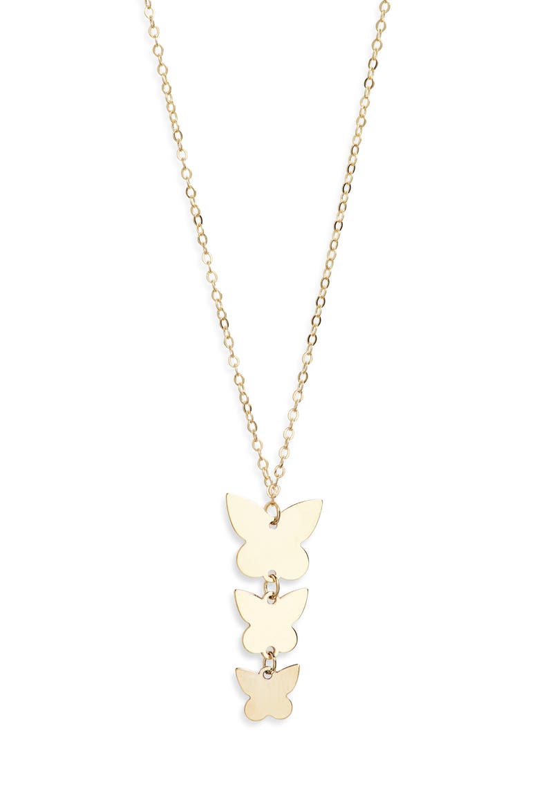 14K Gold Butterfly Pendant Necklace (Nordstrom Exclusive), Main, color, 14K YELLOW GOLD