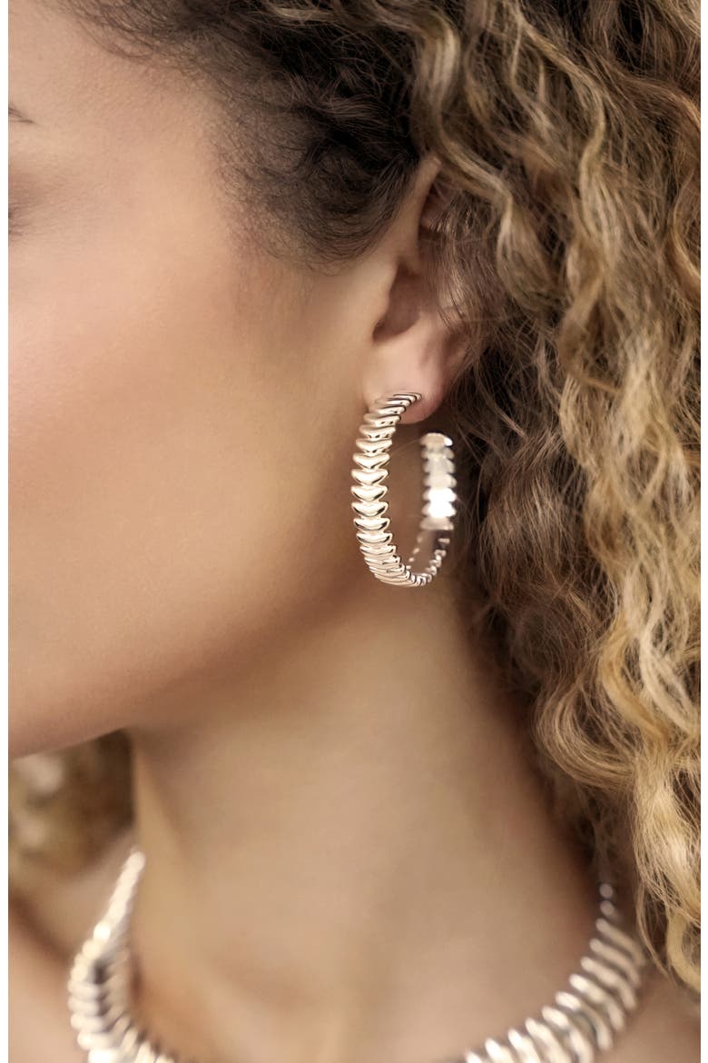 Vortex Medium Hoop Earrings, Alternate, color, SILVER
