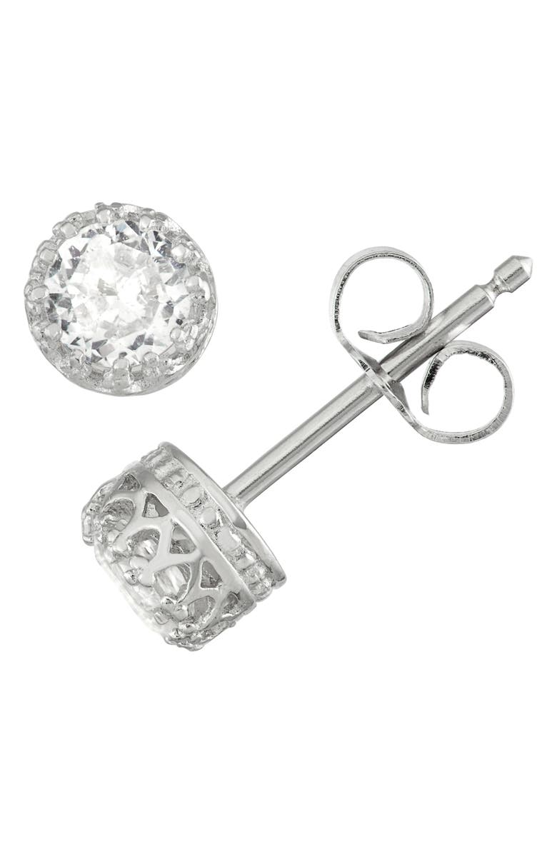 FZN Sterling Silver Stone Crown Stud Earrings, Main, color, 