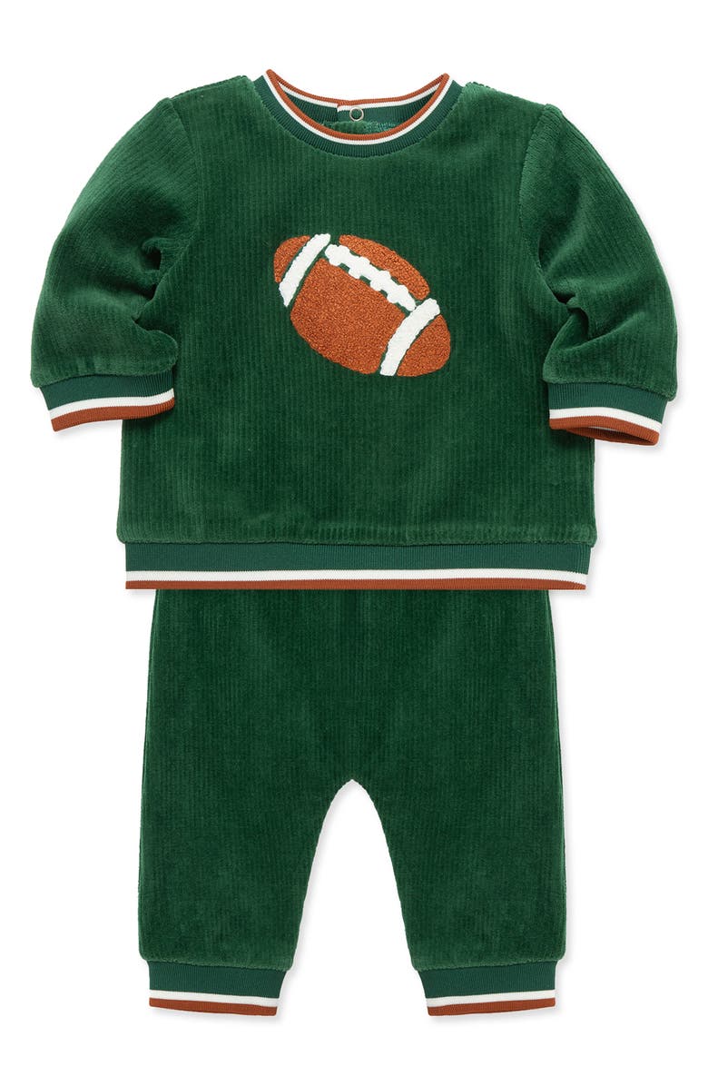 Little Me Football Sweatshirt & Joggers Set, Alternate, color, Green