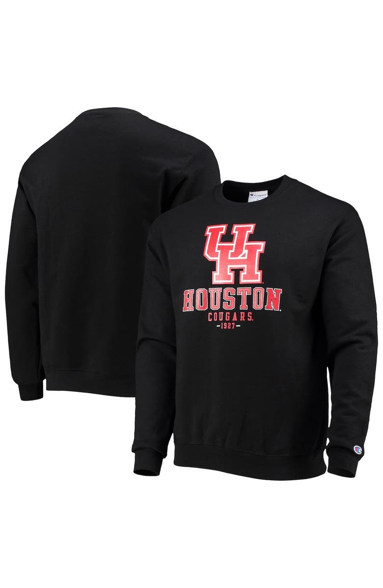 Champion Men's Champion Black Houston Cougars Team Stack Powerblend Pullover Sweatshirt, Main, color, 