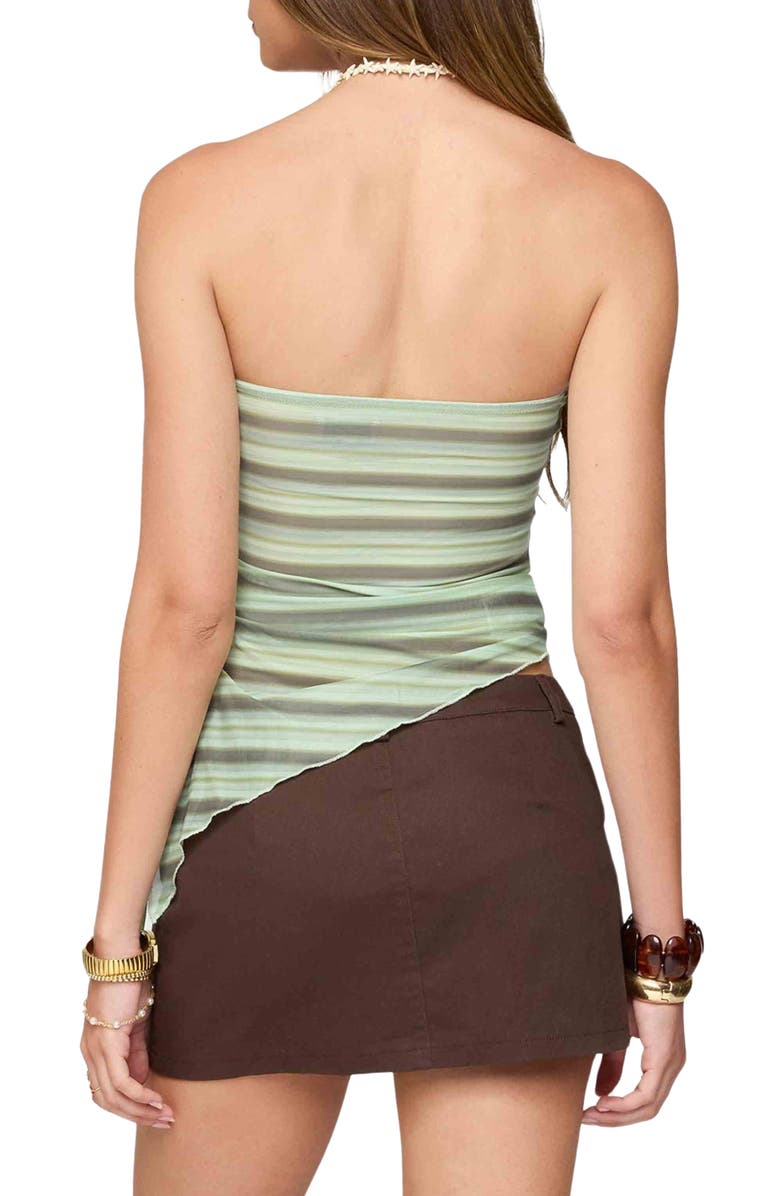 EDIKTED Sari Stripe Ruched Strapless Top, Alternate, color, Green