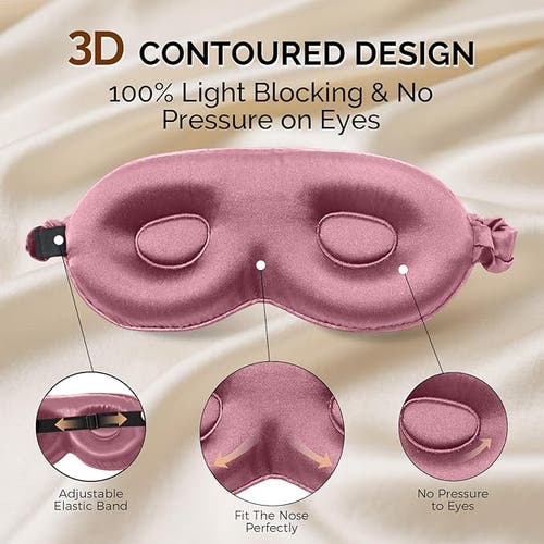 Silksilky 1 Pc 22momme Mulberry Silk 3d Contoured Blackout Eye Mask With Elastic Band