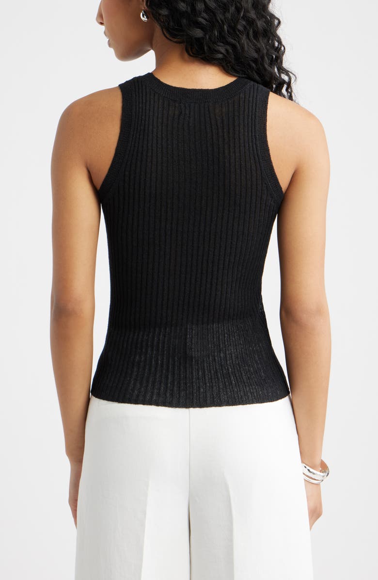 Open Edit Linen Blend Sweater Tank, Alternate, color, Black