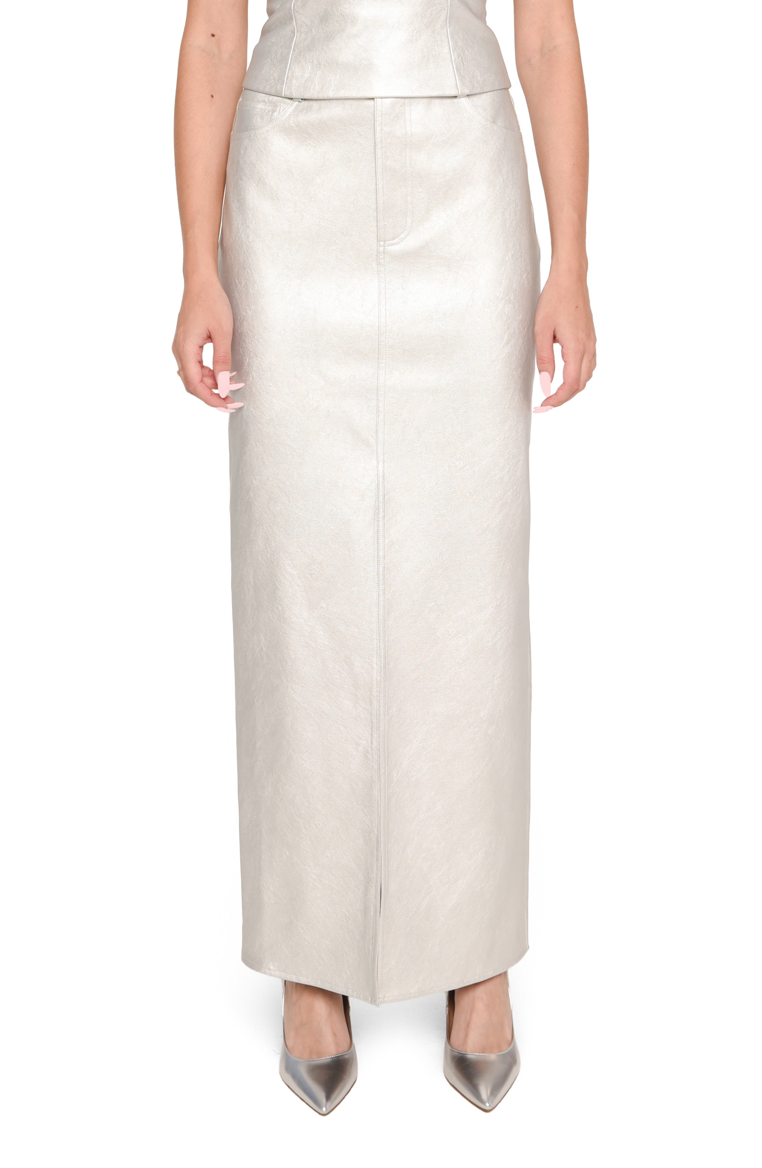 WAYF x Jourdan Sloane Rosie Metallic Faux Leather Skirt