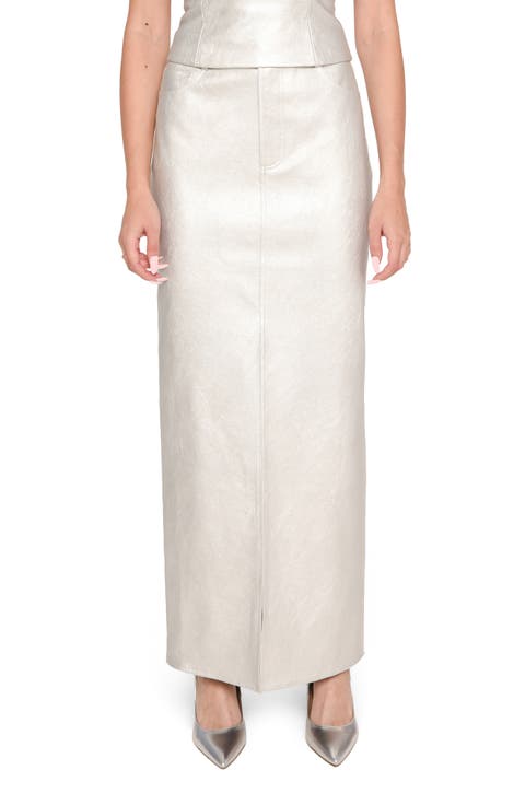 x Jourdan Sloane Rosie Metallic Faux Leather Skirt