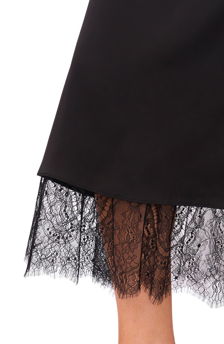 CeCe Eyelash Lace Trim Midi Skirt, Alternate, color, Rich Black