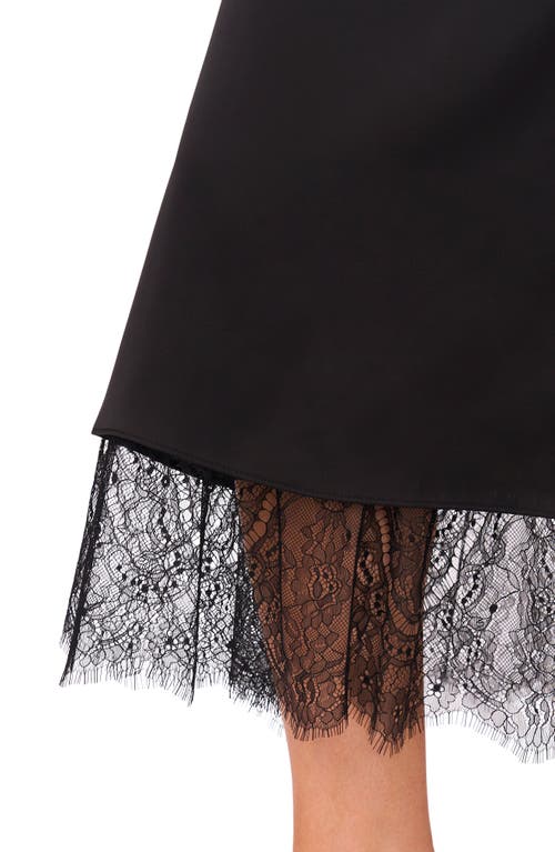 Cece Eyelash Lace Trim Midi Skirt In Black