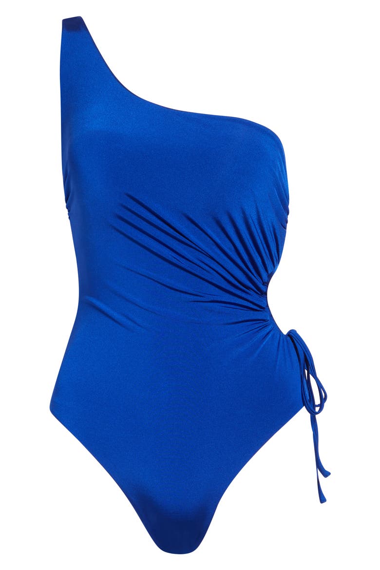 Canarie Beachwear Ruched Cutout One-Shoulder One-Piece Swimsuit, Alternate, color, CORNFLOWER BLUE