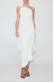 MANGO Asymmetric One-Shoulder Maxi Dress with Scarf