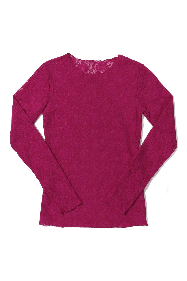 Signature Lace Long Sleeve Top, Alternate, color, FROM THE VINE RED